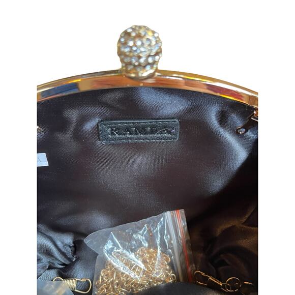 RAMLA Gold Crystal Embellished Formal Convertible Clutch Crossbody Bag - NEW - Picture 6 of 8